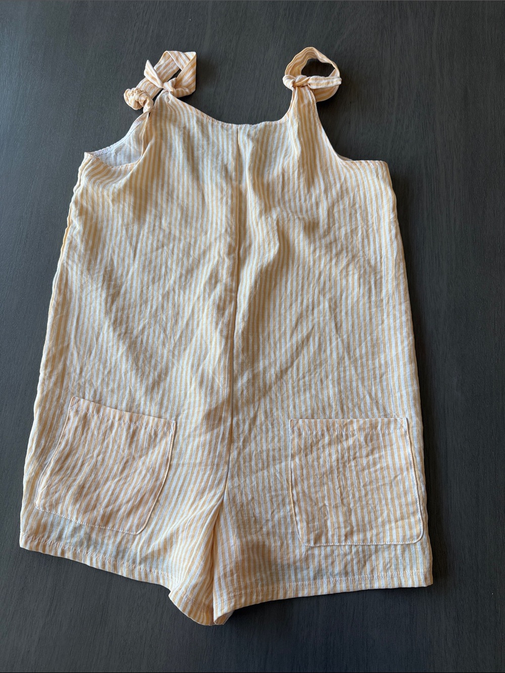 art class Cream and White Striped Tie-Shoulder Romper